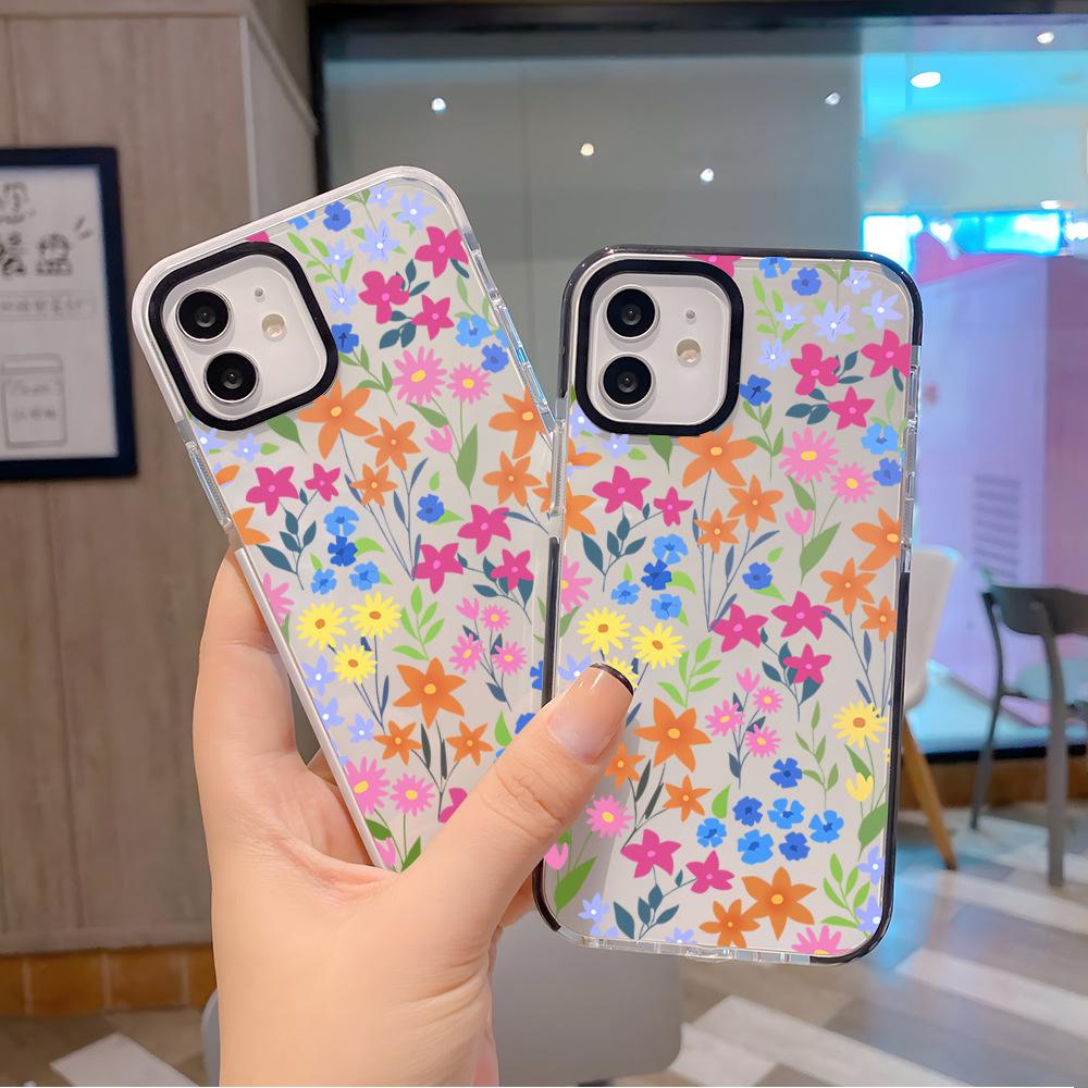 Summer new color floral mobile phone case iPhone17Pro transparent tpu soft case Apple 15 girls protective case