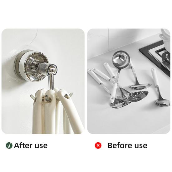 Yousheng Suction Cup Wall Hook 360 Degree Swivel Storage Hook No Drilling 6-Claw Ceiling Hook for Kitchen Utensils Bathroom And Entryway