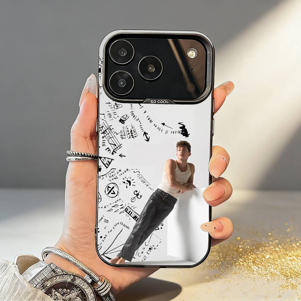 C-Charlie P-Puth Singer Phone Case For iPhone17,16,15,14,13,12,11,Pro,MAX Gray Matte Silicone Black Cover
