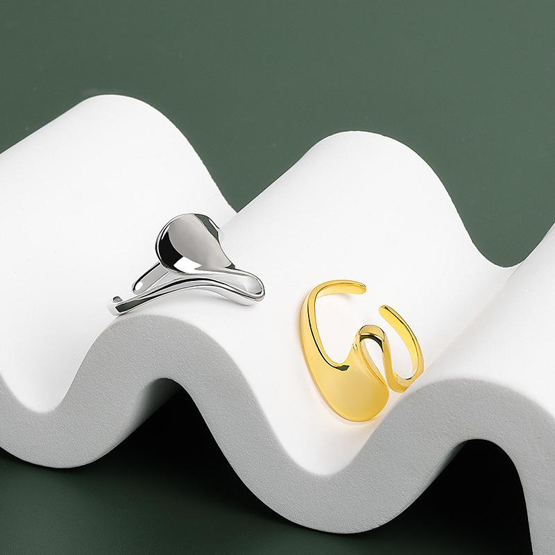 BF CLUB Silver Color Rings for Women Men Twist Trendy Elegant Creative Design Irregular Adjustable Party Jewelry