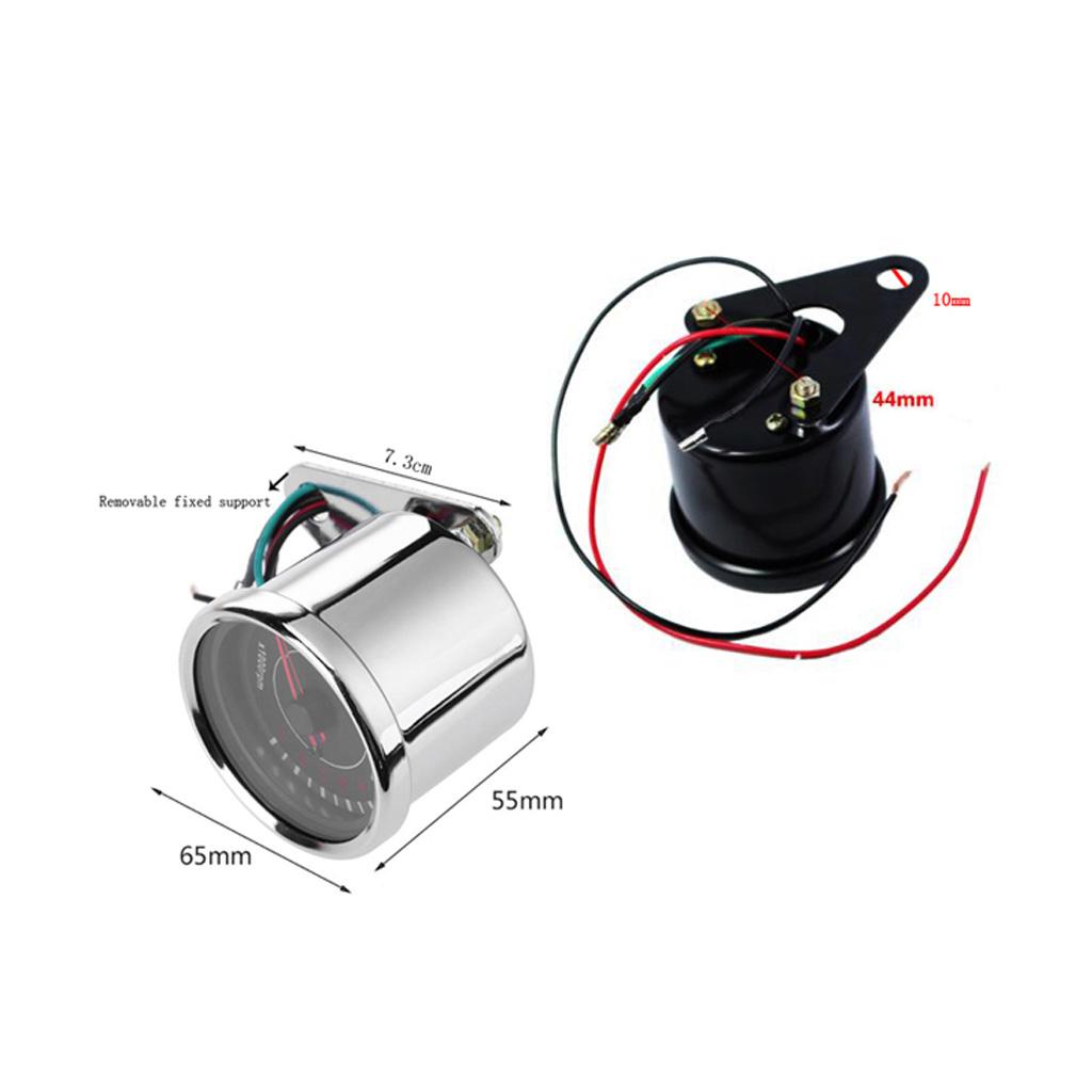 Universal Motorcycle Tachometer Gauge LED Backlight 0 to 13000RPM Metal 12V for Motorcycle Headlight