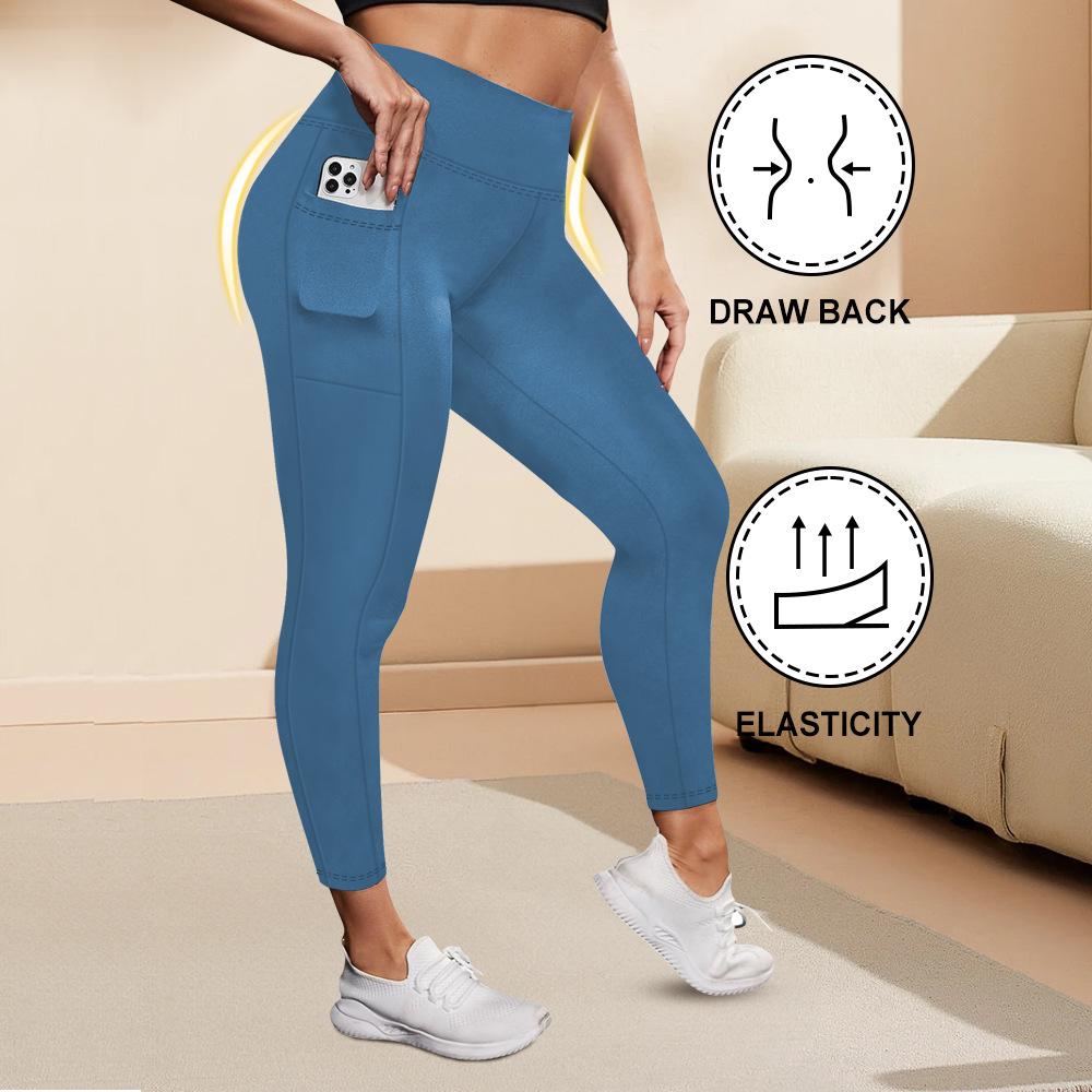 Pocket-style High-waisted Plus-size Yoga Leggings for Women Fitness High-elasticity Butt-lifting Sports-style Form-fitting Leggings