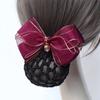 Exquisite Trendy For Stewardess Nurse Cloth Spring Clip Elegant Bow headwear Women Headdress Mesh Snood Hairnet