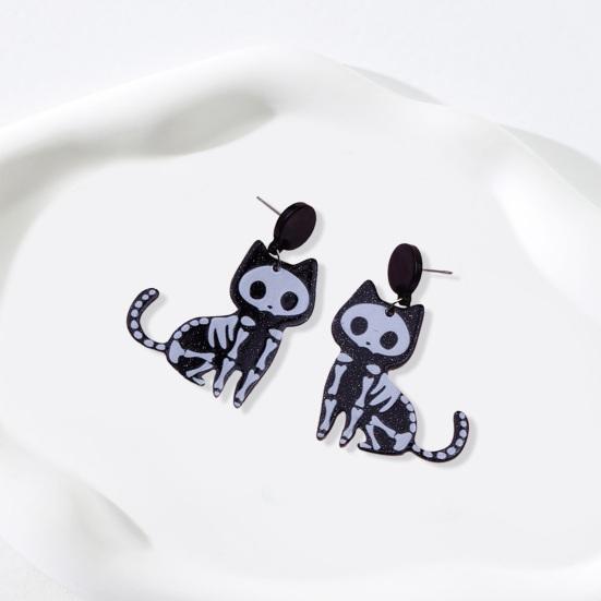 

Yousheng 1 пара сережек на Хэллоуин, жуткий шикарный летучая мышь, кошачий череп, легкие модные индивидуальные забавные удобные серьги