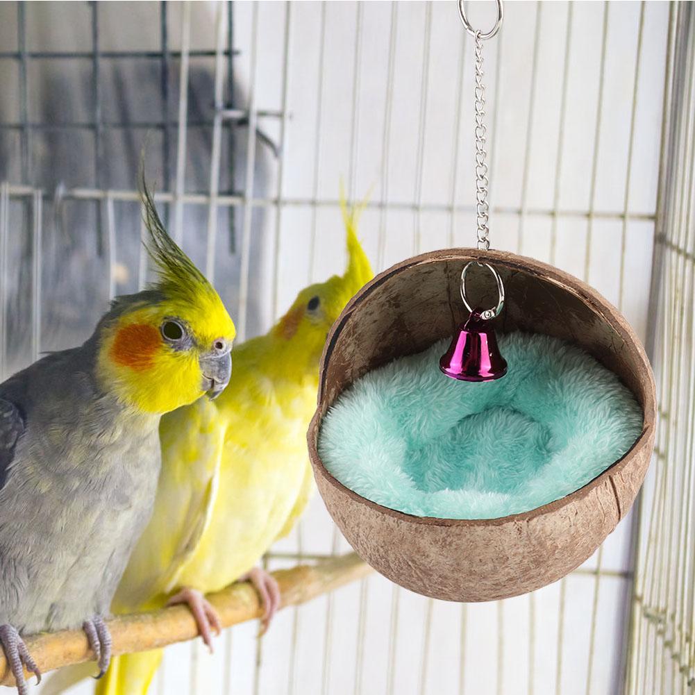 Natural Coconut Husk Bird Breeding Nest Bed Cage Hatching Nest with Mat