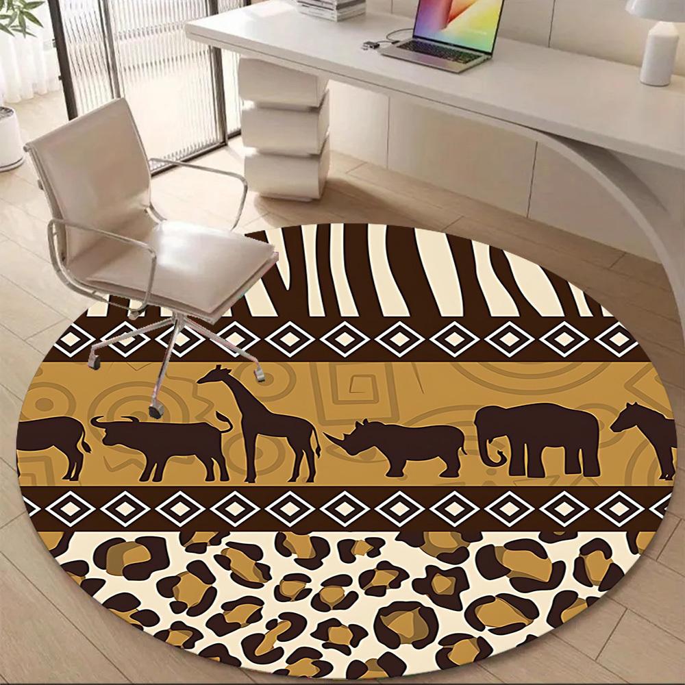 1pc African Giraffe Stripes Office Round Area Rug, Under Office Chairs Bedroom Living Room Home Decor, Room Deco