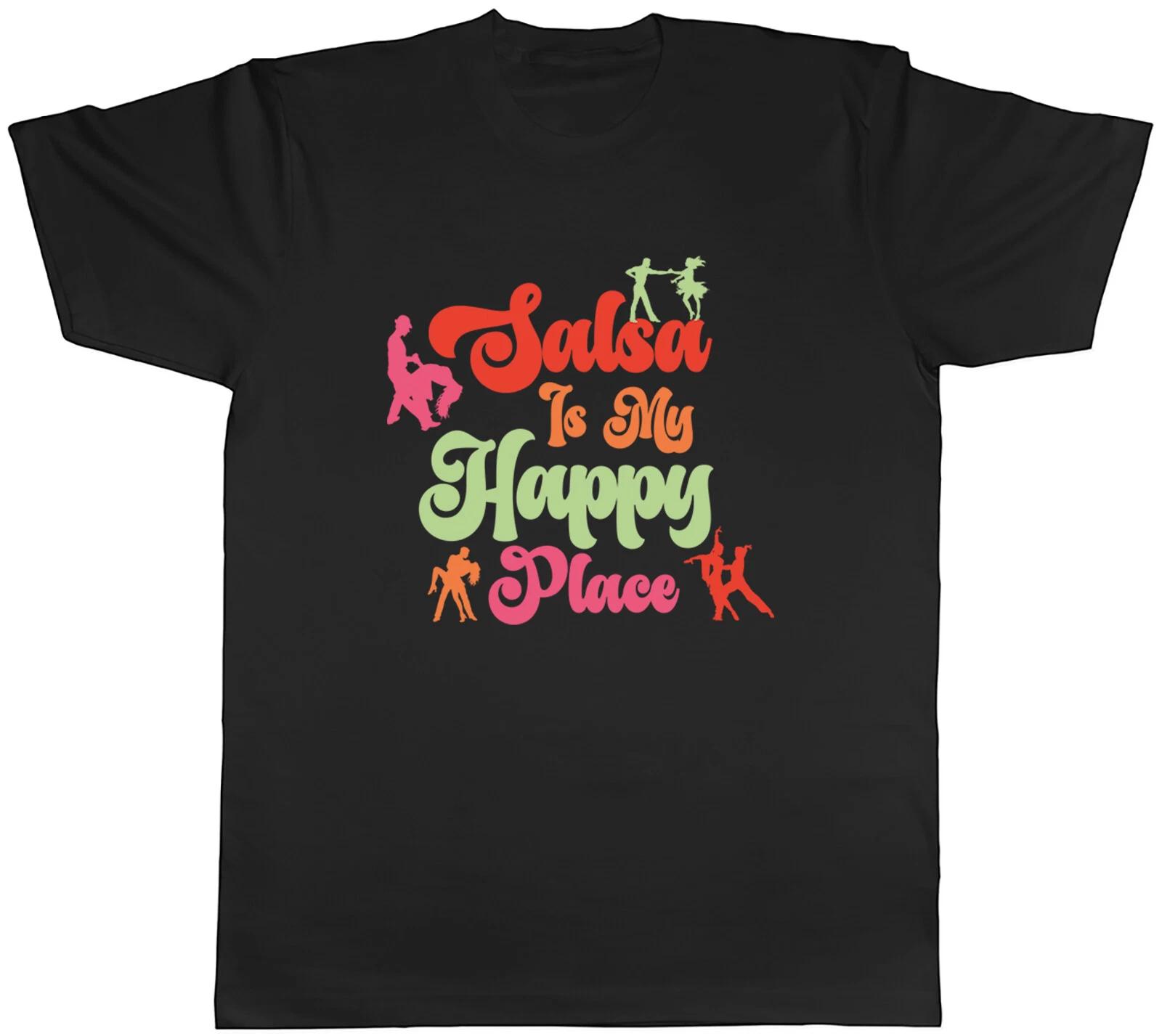 Salsa is my Happy Place Mens T-Shirt Salsa Dancing Music Dance Cuban Tee Gift L