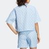 adidas Casual Korte Mouw Shirt met Neo Patroon Dames Tops Roze Blauw IB5841
