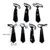 HX6F Women's School Uniform Tie Harajuku Rhinestones Vintage Pre Tied Black Necktie