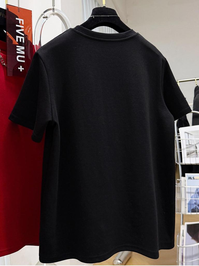 Plus Size 240 Jin Early Spring Round Neck Short Sleeve Cartoon Embroidery Women's T-shirt