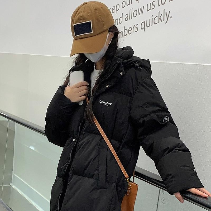 Winter New Loose Cotton-padded Jacket Women's Extended Hooded Thickened Korean Down Cotton-padded Jacket.