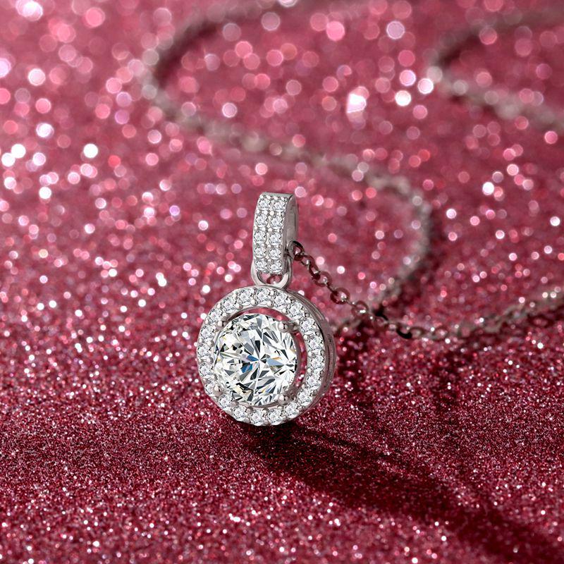 925 Sterling Silver Moissanite Starry Pendant for Women - 1 Carat Bezel Set with Air Bone Chain 925 Silver