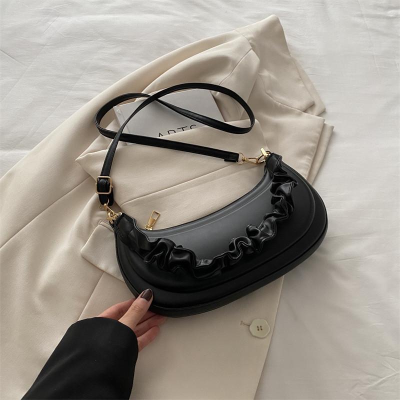 Трендовая ретро минималистичная сумка через плечо для женщин 2024 весна уличная мода чёрный