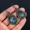 Swiss Blue Topaz Earrings, 999 Copper Wire Wrapped Earrings Handmade Gemstone Jewelry, Gifts For Wife Brand New Earrings