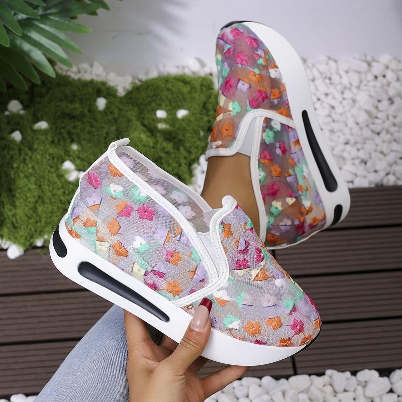 

Foreign trade rhinestone slope heel casual single shoes women s spring and summer new muffin thick-soled high-heeled mesh fashion women s shoes 43 помаранчевий