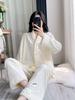 Women's Island Fleece Pajamas - High-End Minimalist Long Sleeve & Pants Thick Warm Set for Autumn/Winter