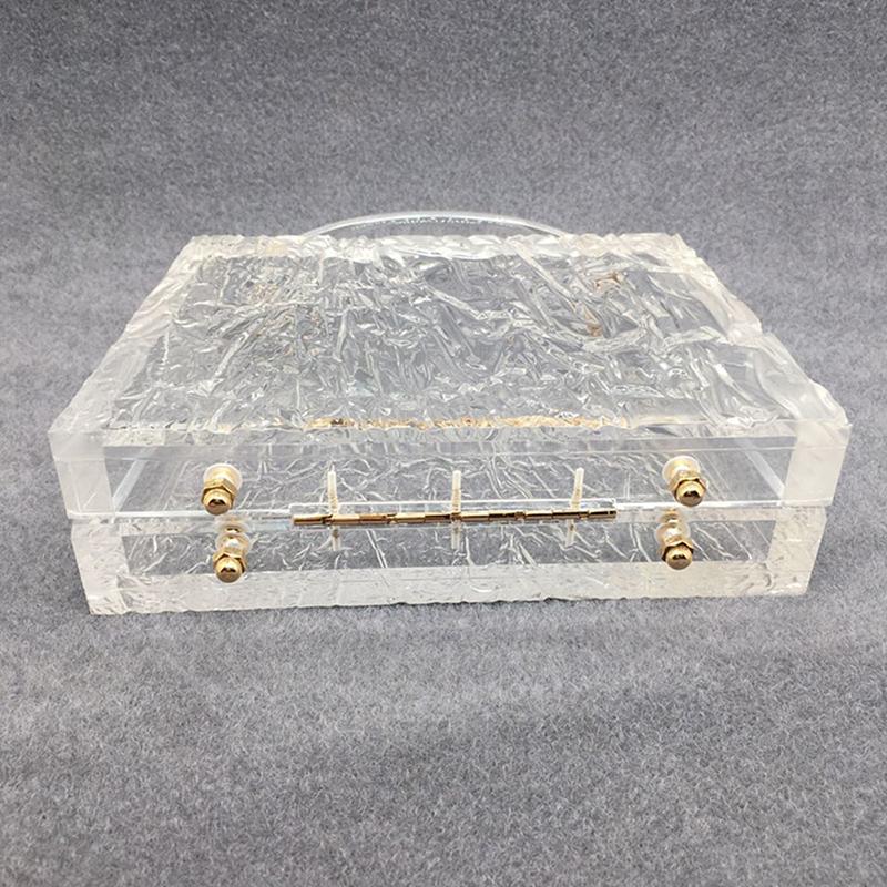 Luxury Famous Brand Clear Crystal Acrylic Evening Bag Shand Wallet Fashion Party Purse Bridal Clutch Crossbody Shoulder Handbag