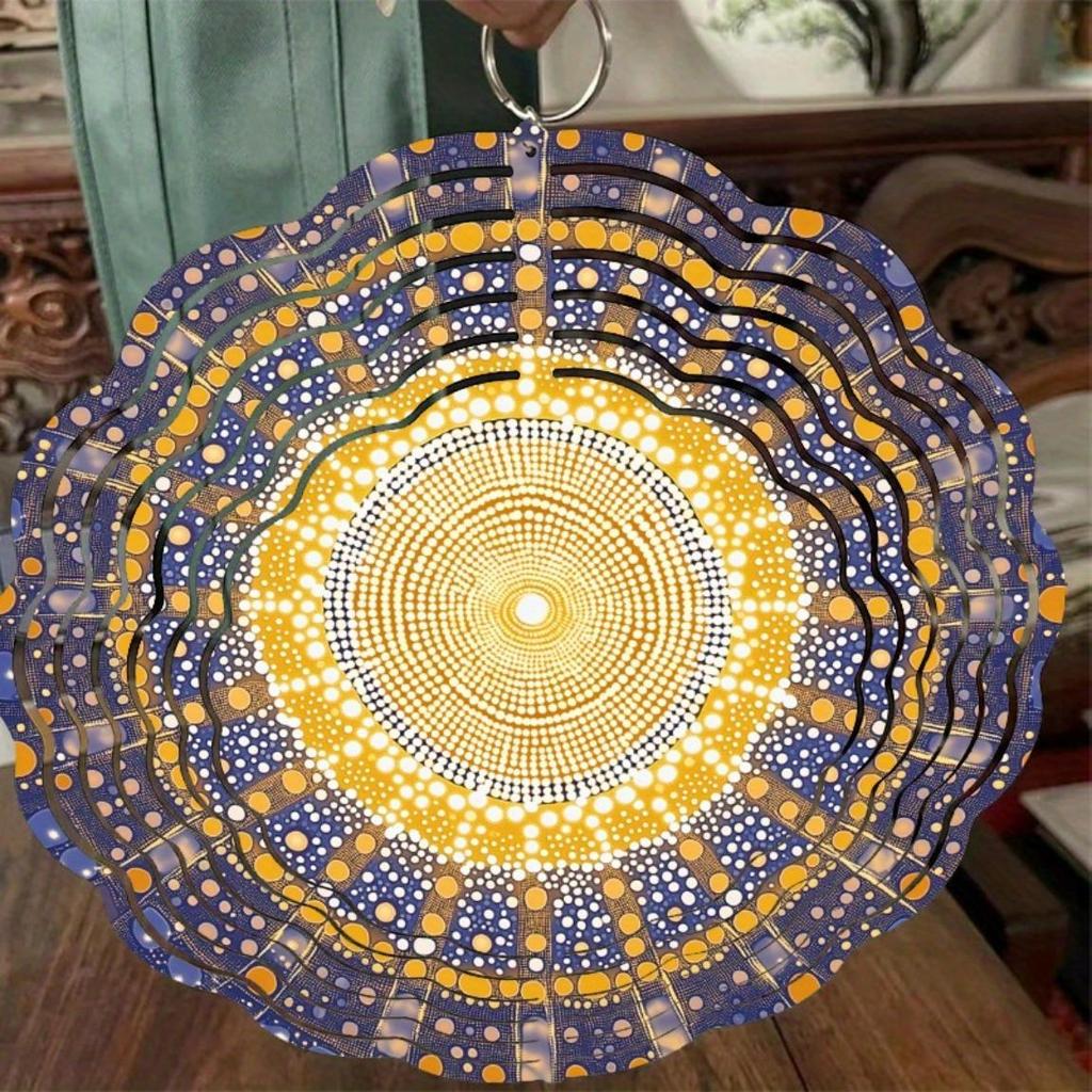 Giroscop de Vânt Metalic Decor Exterior Artă Kinetică Grădină Suspendat Clopoțel de Vânt pentru Curte Terasă Stil Boem Decorațiune Casă Nu Necesită Baterii