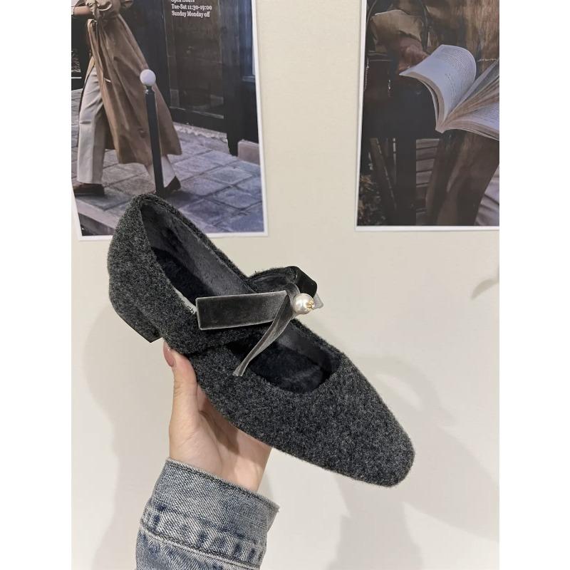 Anti-slip Single, Thick-heeled Single Shoes, Women's Fleece Shoes