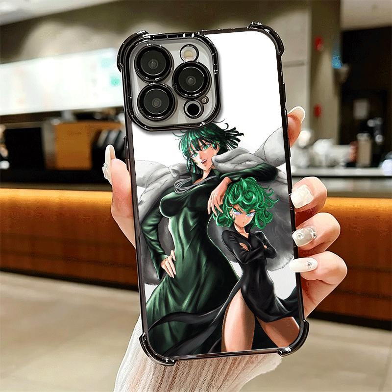 One P-Punch-Mans Tatsumaki Soft Phone Case For iPhone 15 16 17 Air 14 Pro Max 16E Plus 13 12 Mini Plating Anti-Fall Fundas