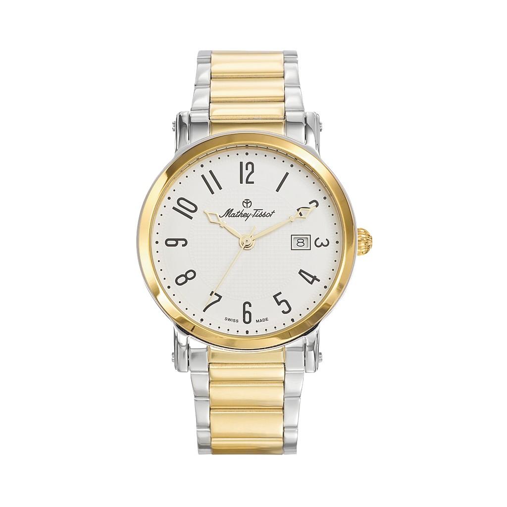

Mathey-Tissot City Металлические двухцветные кварцевые мужские часы из нержавеющей стали с белым циферблатом HB611251MBG белый
