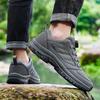 2025Male Sneakers Stylish Rotating Buckle Hiking Boots Solid Color Comfortable Non-slip Sporty Shoes Plus Size Men Shoes Leather