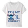 2026Lilo & Stitch Print Kids Clothes It's My 1 2 3 4 5 6 7 8 9 Years Birthday Boys Girls T Shirt Cute Baby Children T-Shirts