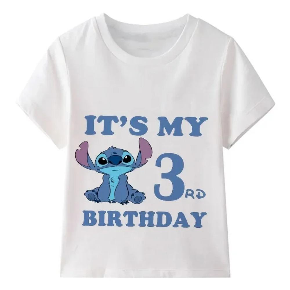 2026Lilo & Stitch Print Kids Clothes It's My 1 2 3 4 5 6 7 8 9 Years Birthday Boys Girls T Shirt Cute Baby Children T-Shirts