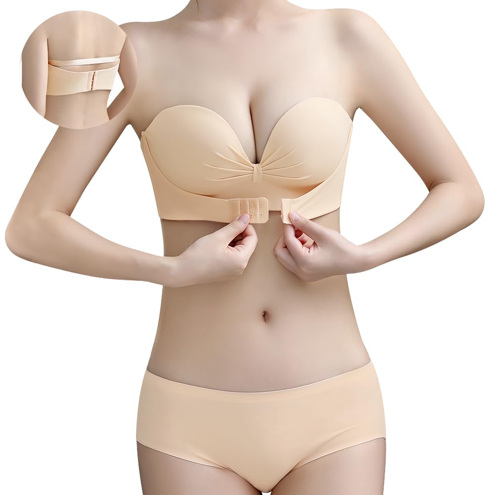 

Бюстгальтер без бретелек и стрингов, чтобы оставаться на месте даже при тройном размере красивой груди, и очень высокий трубчатый внутренний бюстгальтер, поднимающий грудь, цвет кожи [APIKIE] бюстгальтер,