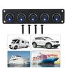 Round Dash Rocker Toggle Switch Panel 12-24V 5 Gang Interior Parts for RV Boat Yacht MarineCar Marine Waterproof Blue LED
