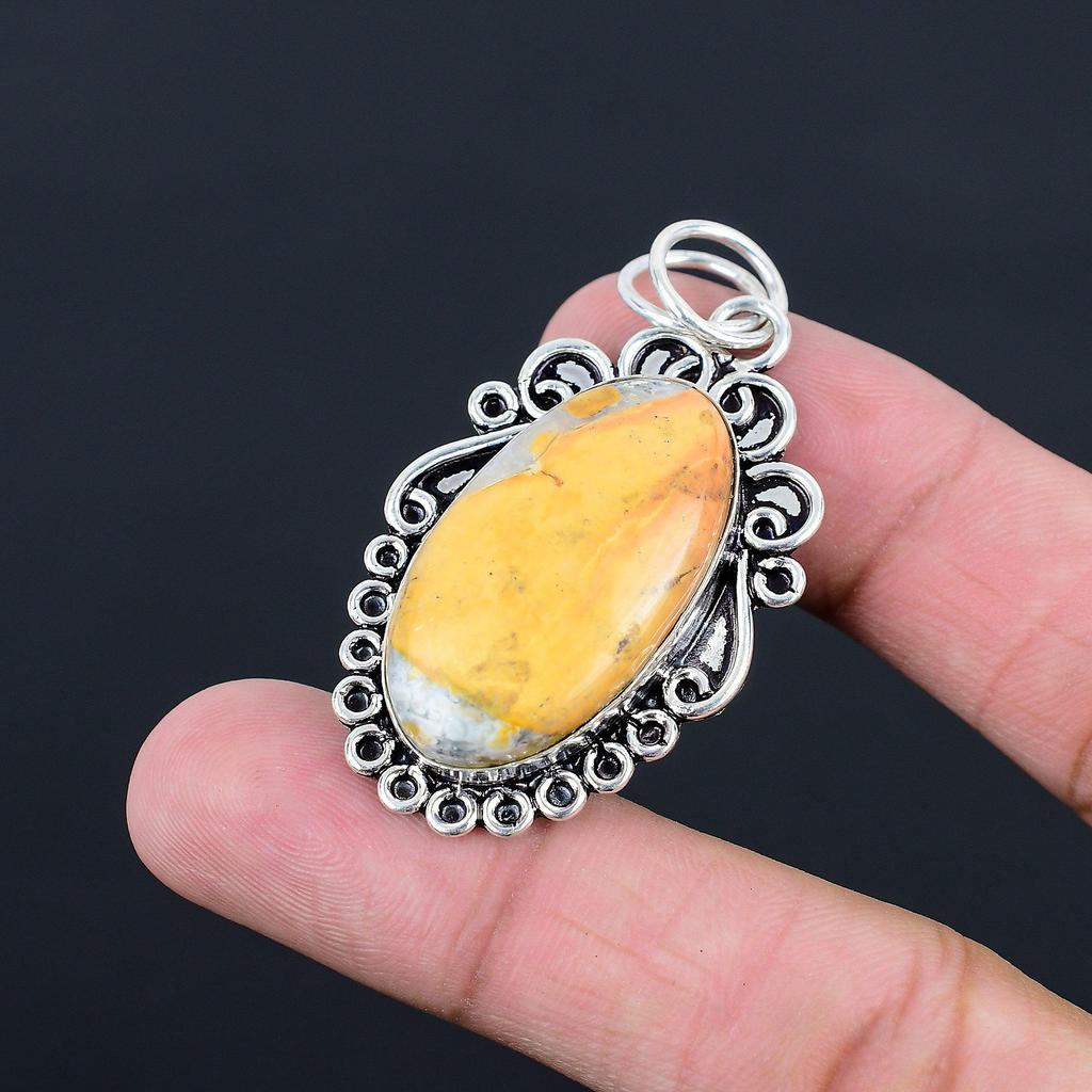 Oval Maligano Jasper Gemstone Wedding Bezel Pendant Jewelry 925 Sterling Silver