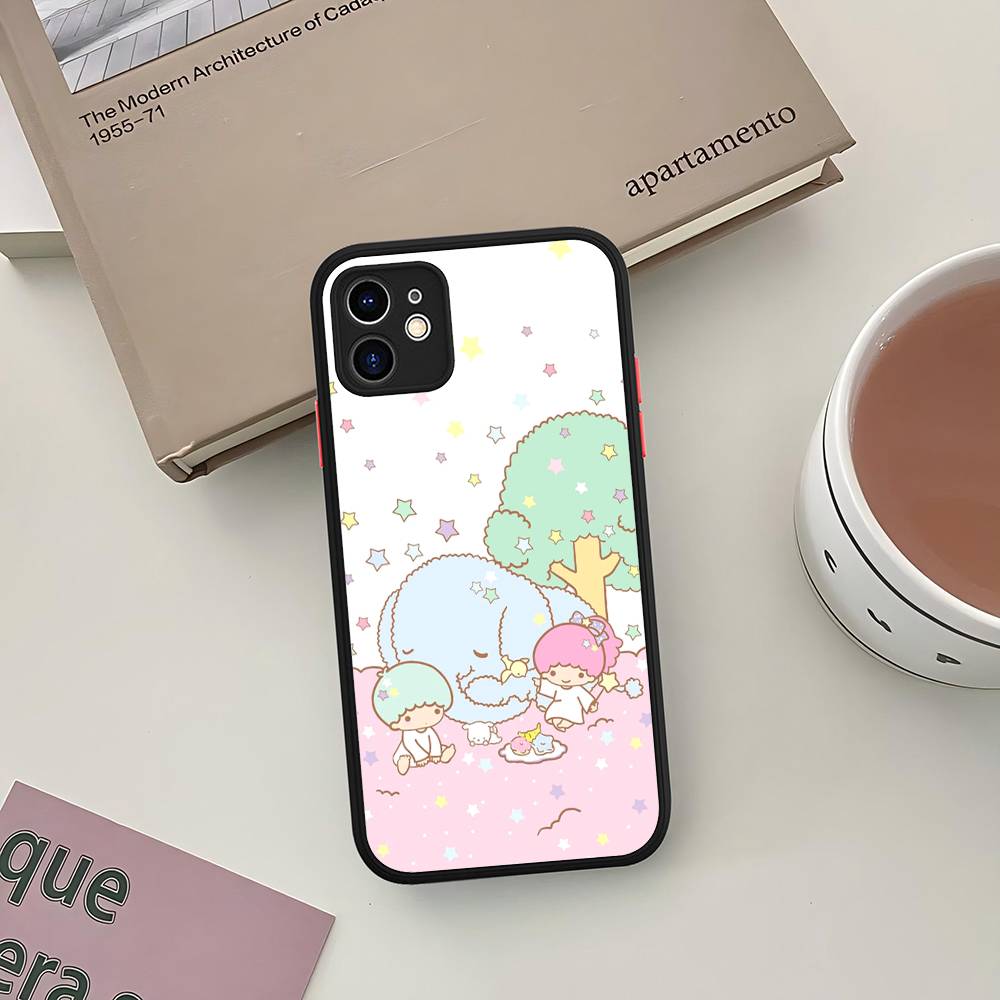 L-Little Twin Stars Phone Case For iPhone 13 12 X XS MAX Pro Max 16 15 11 14 Pro Max Shockproof Matte Cover