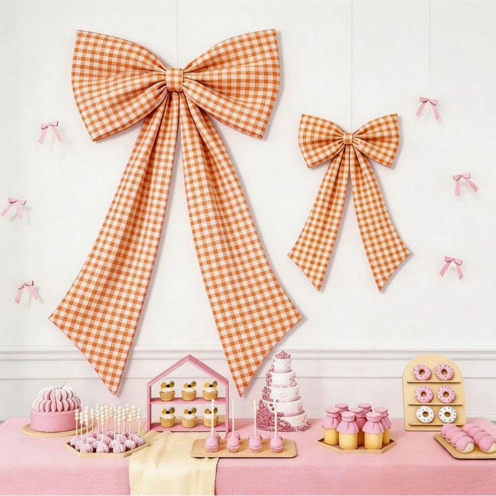 Multi-Purpose Fabric Bow Wall Decor Plaid Bow Large Fabric Bow Wedding Photo Booth