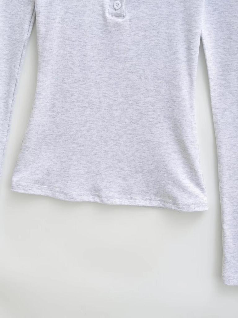 Dames Zoet & Pittig Longsleeve Slim Fit Henley Kraag T-shirt