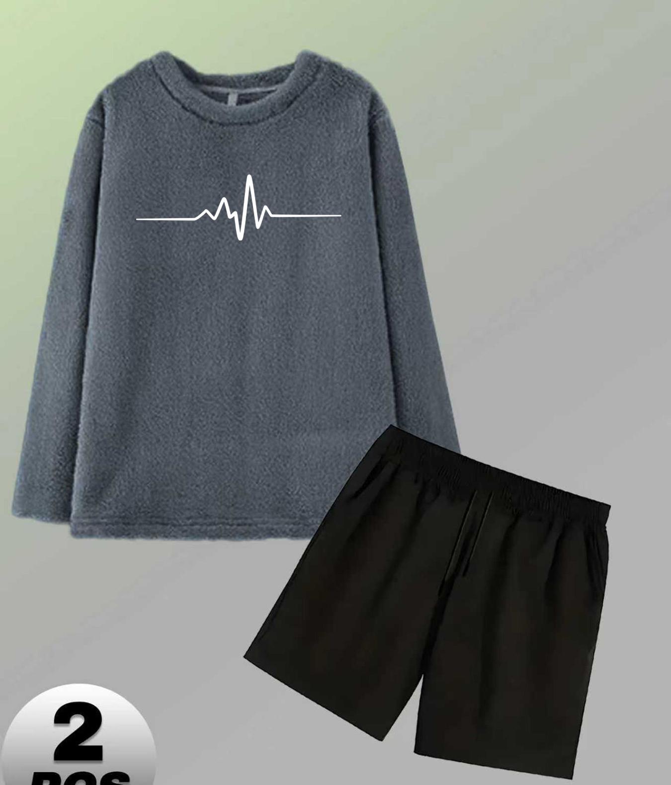 

Дышащий и теплый мужской всесезонный фланелевый комплект шорт XXL серый