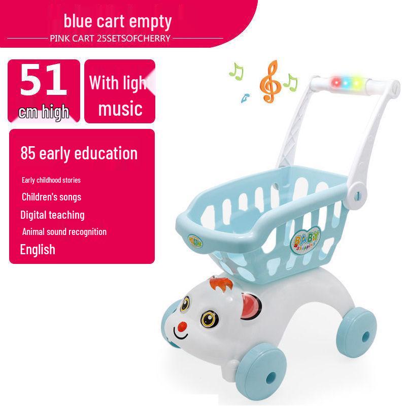 Large Kids' Grocery Cart with Fruit & Vegetable Play Set for Playhouse