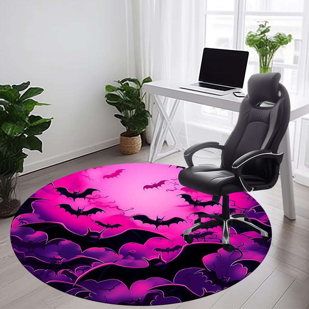 1pc Bat Swarm Office Round Area Rug, Indoor Mat Suitable ForOffice, Under Office Chairs Bedroom Living Room Home Decor T150