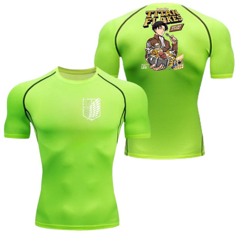 Men Compression T-Shirt Fitness Running Sports Quick-Dry Wings Freedom Breathable Short Sleeves Stretchy Fabric Summer Workouts