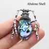 1Pc, Natural Stone Shell Beetle Pendant Brooch, Aura Healing Crystal Quartz Jade Gems Charms Brooch Pin for Jewelry Making DIY Halloween Crafts Gifts