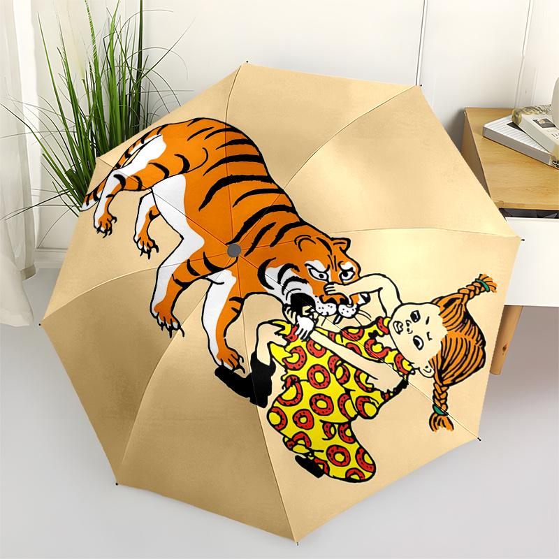 

Pippi Longstocking Themed Travel Umbrella-8 Ribs Automatic Opening and Closing, Portable Folding Design, Compact and Stylish Umbrella Suitab