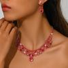 3-teiliges Böhmischer Luxusstil Elegantes Damen Strass Halsketten Ohrring Set Hochzeiten Geburtstage Strandpartys Kleider Accessoires