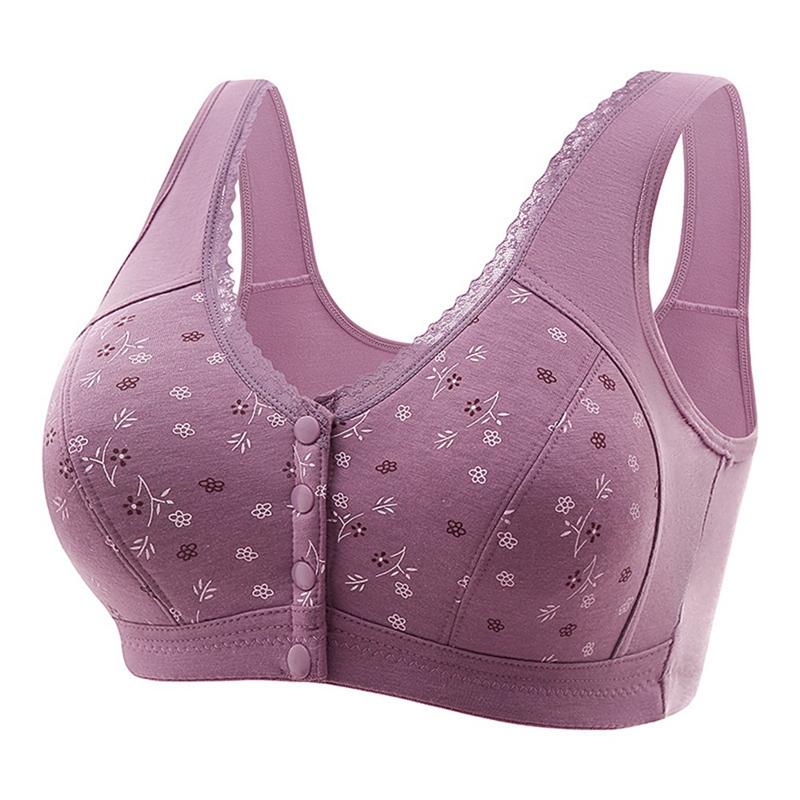 Women Wire-Free Clasp-front Bra Wide Strap Plus-Size Bra