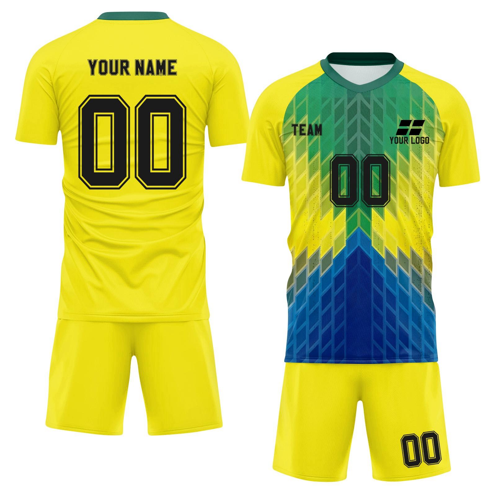 

Personalised Shirts Kit Mens Girls With Name Number Custom Football Jerseys For Boys Training Suit XS жовтий
