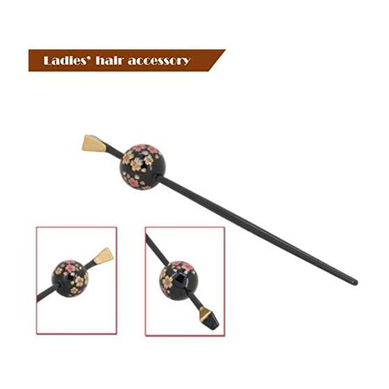Ligral Hair Stick Kanzashi, Single Stick, Japanese Style, Sakura, Wine Red, Acrylic, Candy Ball Motif, Cherry Blossom Petal Pattern