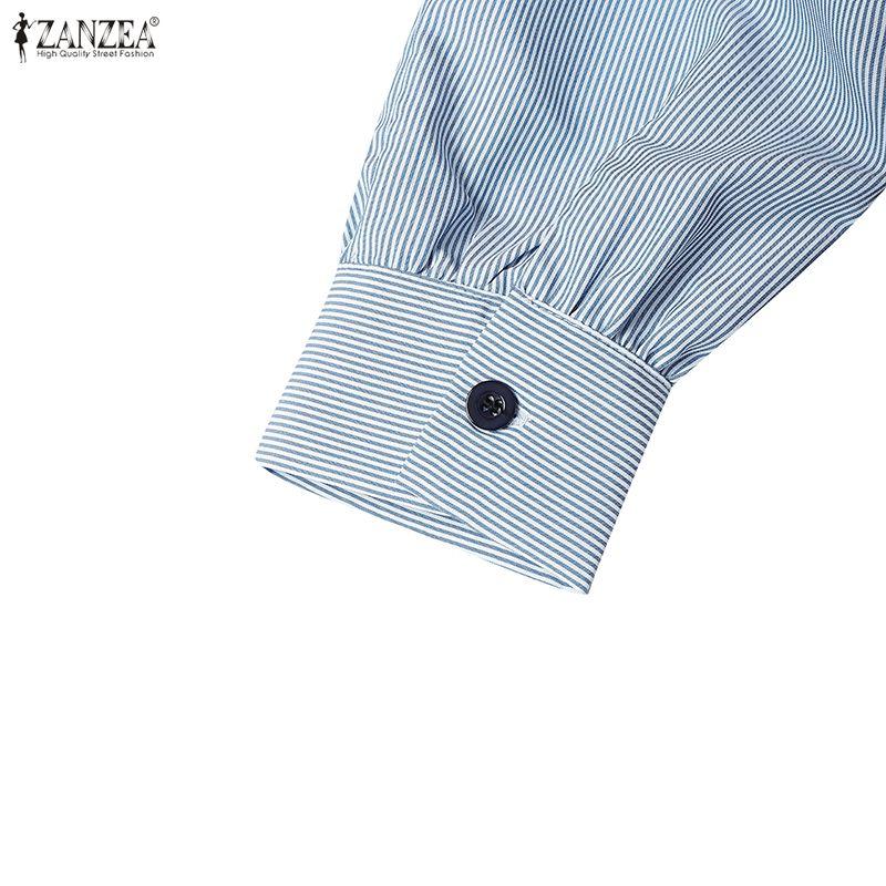 ZANZEA Dámská ležérní halenka s kulatým výstřihem, dlouhým rukávem a volného střihu