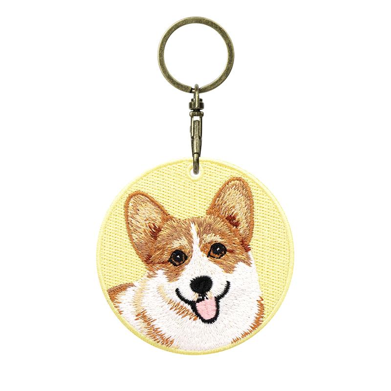 Broderad Hundlapp Nyckelring Söt Husdjurstema Hållbar Nyckelring Nyckelring Väskberlocker Ryggsäcksdekorationer