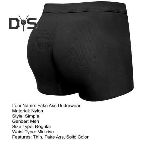 Fake Ass Underwear 3D Design Sporløs effekt Mellomhøyt Ensfarget Boxer Undertøy U-konveks Ergonomisk Design Boxershorts