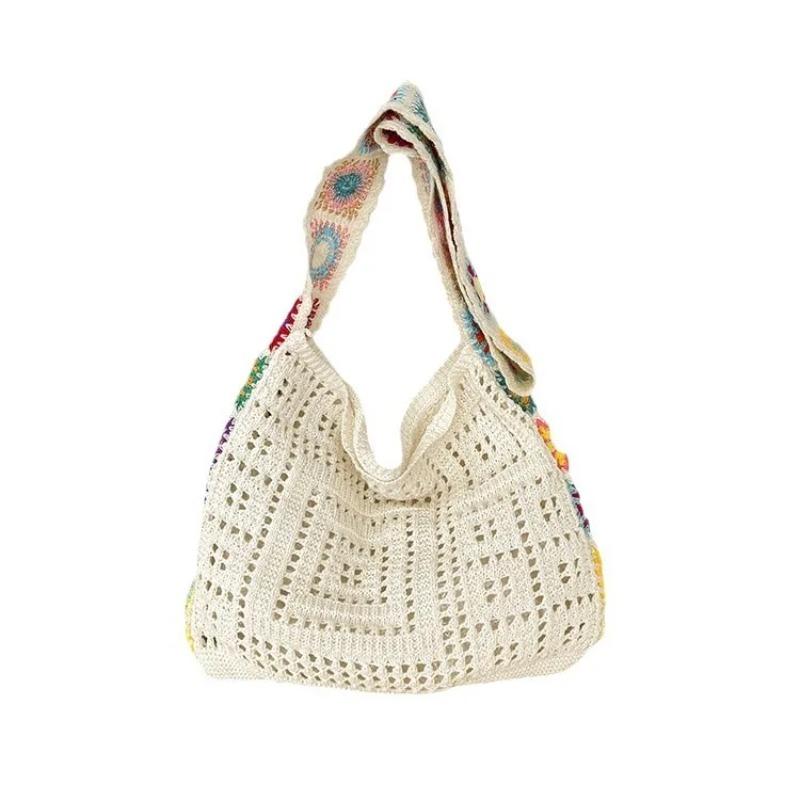 Fashiable Hollow Out Floral Casual Crossbody Bag, Stylish Crochet Shoulder Bag, Color Positi Flowers Shoulder Strap Random