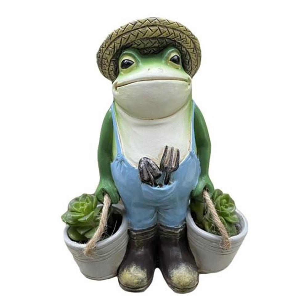 Froskestatue Levende Utseende Værbestandig Utsøkt utførelse Frog Yard Kunstharpiksskulptur for plenpynt