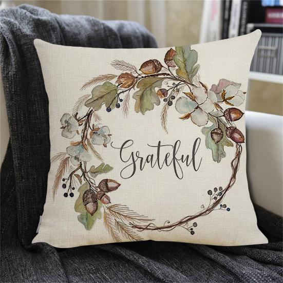 Fall Decor Pillow Cover Soft Wear Resistant Non-Fading Square Thanksgiving Pumpkin Farmhouse Pillowcase Cushion Cover